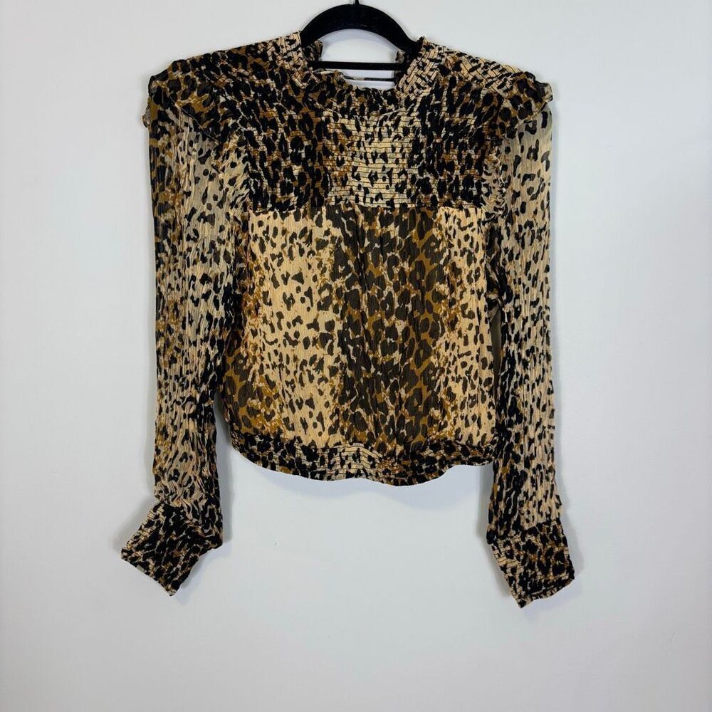 FreeโPeople Leopard Print Long Sleeve Blouse Topโ Size XS